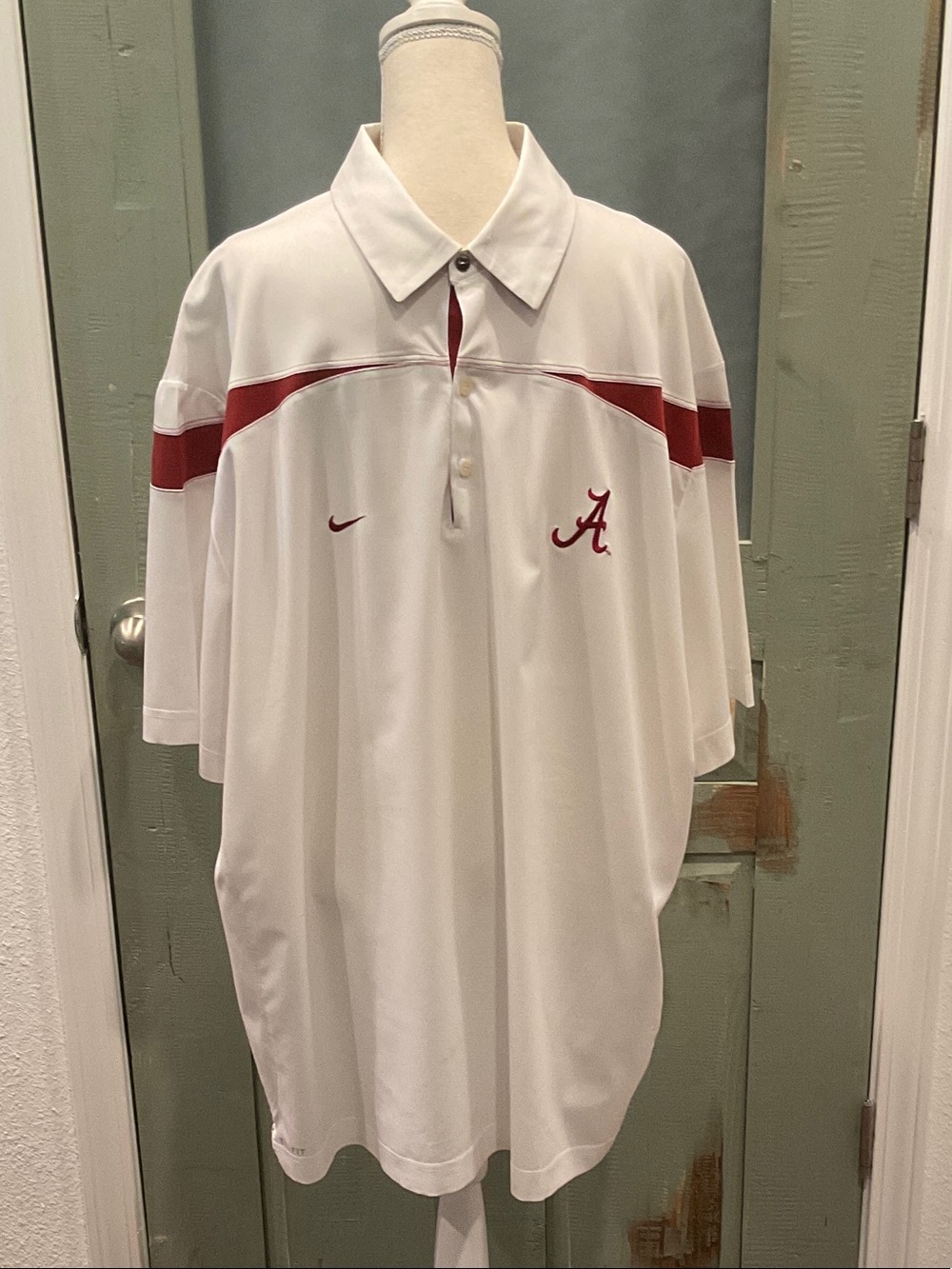 Alabama-NikeWhite Polo with Crimson Accents